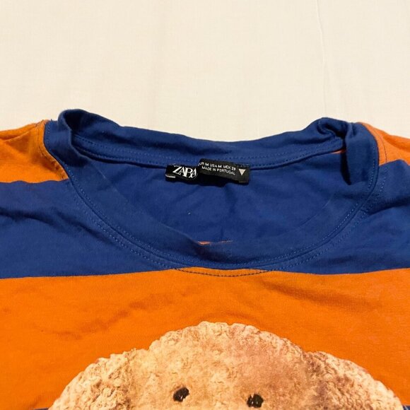 Zara Striped Teddy Bear Print Crop Top Womens Size Medium - Picture 3 of 16